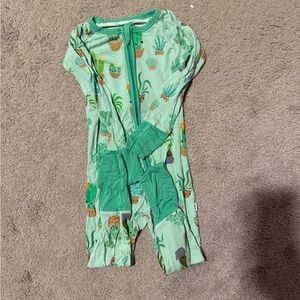 Little Sleepies Green Plant Print Kids Footie